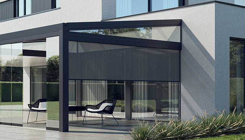 Store pare-soleil pour Pergola, screen zip, écran pare-soleil pour pergola