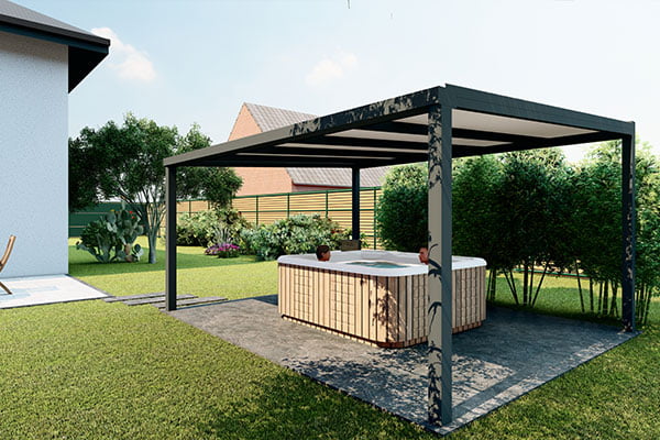 Profitez du plein air avec élégance sous la pergola Îlot en aluminium - Kit de montage inclus.