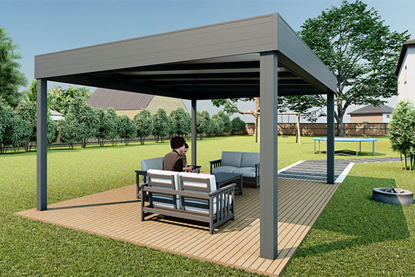 Profitez du plein air avec élégance sous la pergola Îlot en aluminium - Kit de montage inclus.