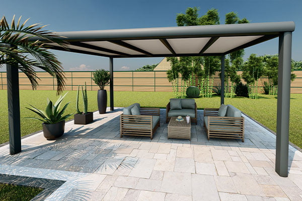 Profitez du plein air avec élégance sous la pergola Îlot en aluminium - Kit de montage inclus.