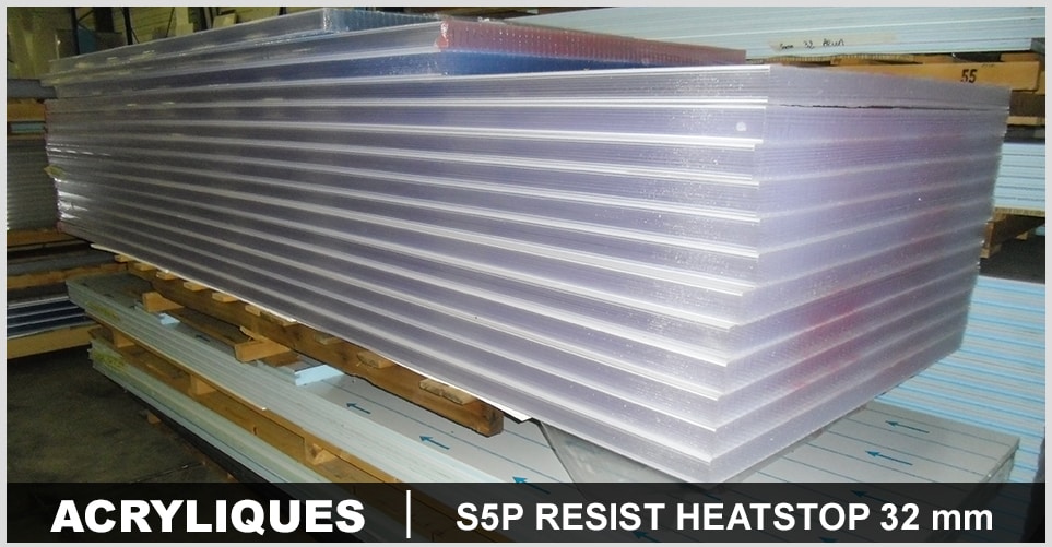 PLEXIGLAS  S5P RESIST HEATSTOP 32mm largeur 1230 mm